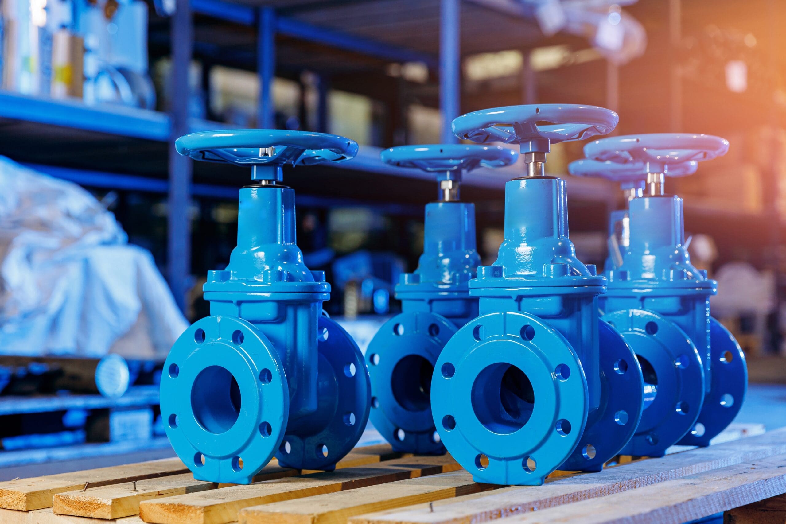 Closeup,New,Blue,Taps,With,Valve,For,Drinking,Water,Pipeline. Closeup,New,Blue,Taps,With,Valve,For,Drinking,Water,Pipeline.