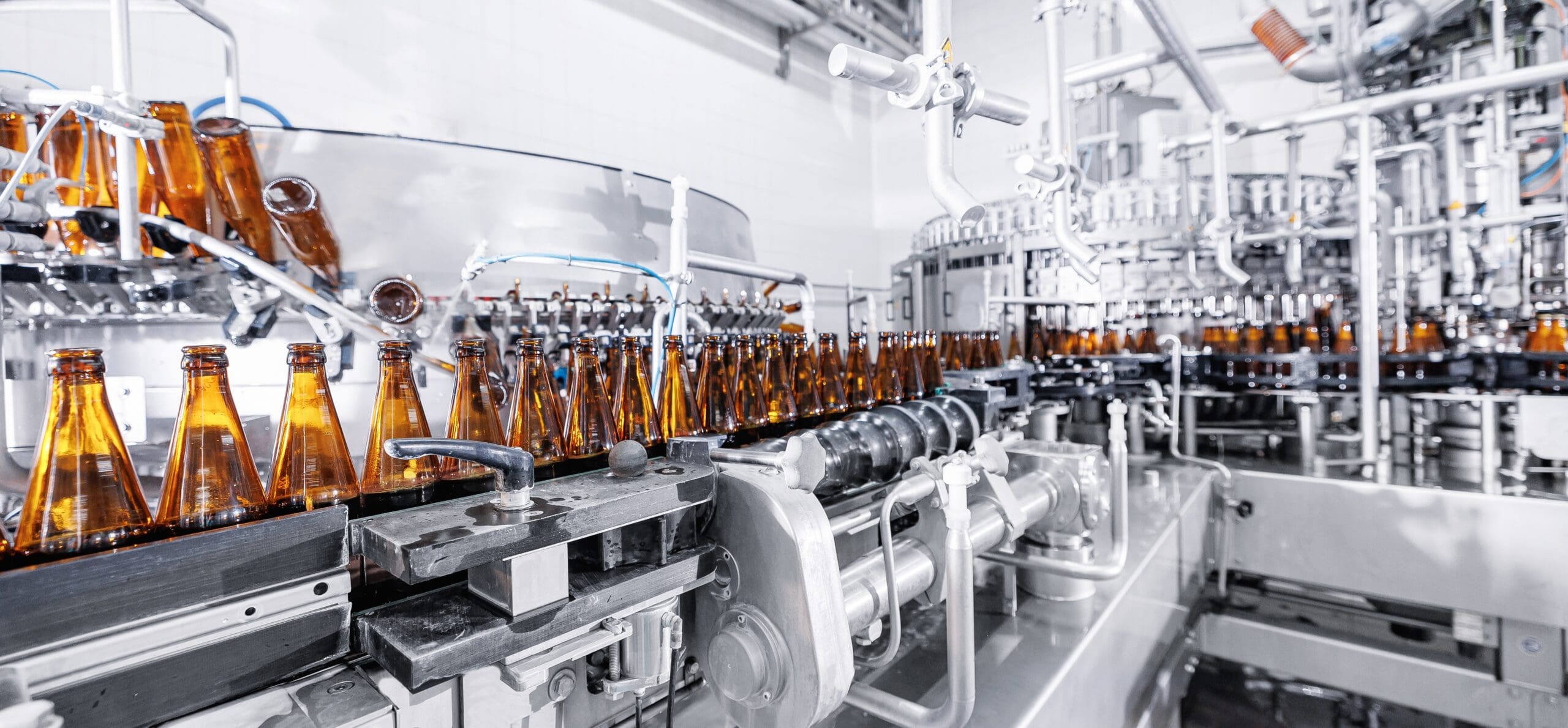 Process,Pasteurization,Brown,Glasses,Bottles,With,Beer,,Moving,On,Conveyor. Process,Pasteurization,Brown,Glasses,Bottles,With,Beer,,Moving,On,Conveyor.